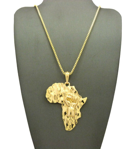 nyfashion101 Power Fist on Africa Pendant with Chain Necklace