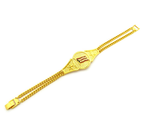 Nyfashion101 Puerto Rico Flag Dual Link Chain Bracelet With Box Clasp In Gold-Tone