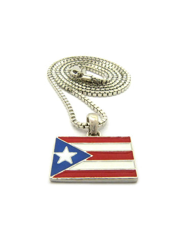 Nyfashion101 Puerto Rico Flag Micro Pendant With Chain Necklace