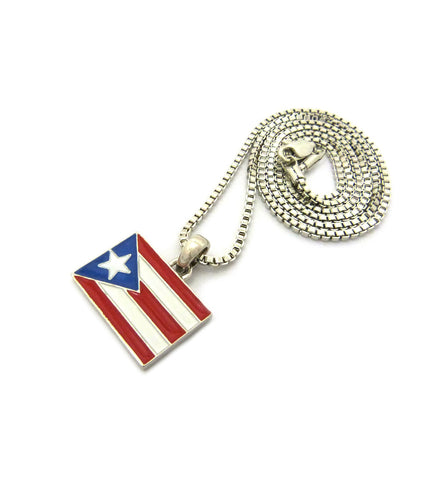 Nyfashion101 Puerto Rico Flag Micro Pendant With Chain Necklace