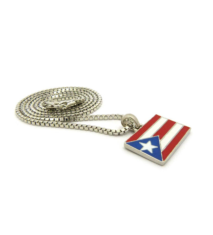 Nyfashion101 Puerto Rico Flag Micro Pendant With Chain Necklace