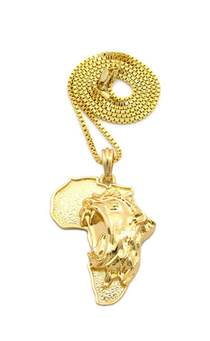 Nyfashion101 Roaring Lion On Africa Pendant With Chain Necklace