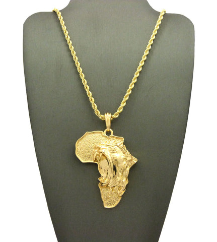 Nyfashion101 Roaring Lion On Africa Pendant With Chain Necklace