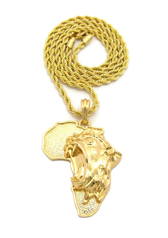 Nyfashion101 Roaring Lion On Africa Pendant With Chain Necklace