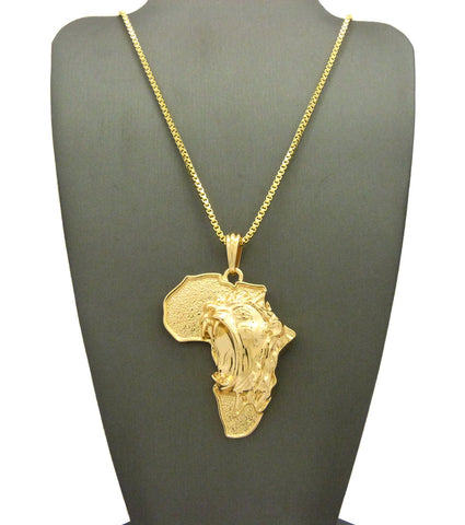 nyfashion101 Roaring Lion on Africa Pendant with Chain Necklace