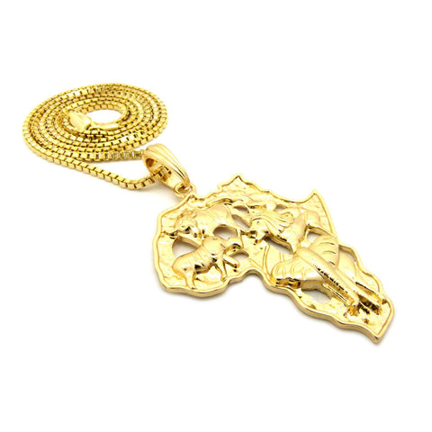 Nyfashion101 Safari Animals On Africa Continent Pendant With Chain Necklace