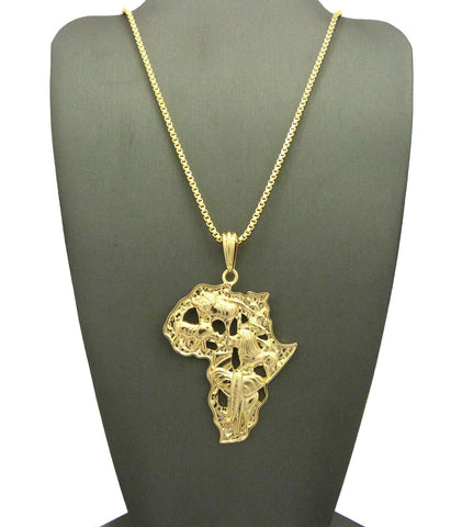 nyfashion101 Safari Animals on Africa Continent Pendant with Chain Necklace