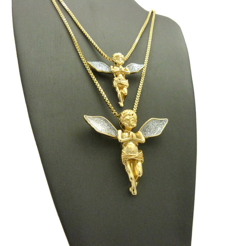 Nyfashion101 Silver-Tone Dusted Pray Angel Pendant Set W/ Box Chain Necklaces