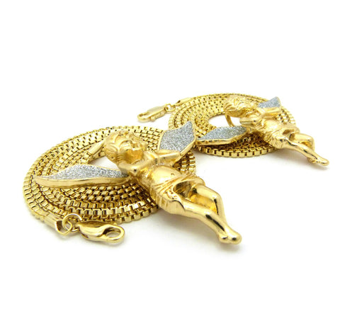 Nyfashion101 Silver-Tone Dusted Pray Angel Pendant Set W/ Box Chain Necklaces