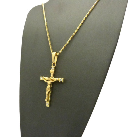 Nyfashion101 Slim Crucifix Jesus Cross Pendant With Chain Necklace