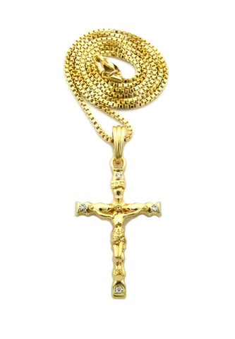 Nyfashion101 Slim Crucifix Jesus Cross Pendant With Chain Necklace