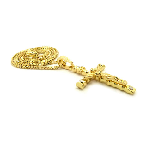 Nyfashion101 Slim Crucifix Jesus Cross Pendant With Chain Necklace