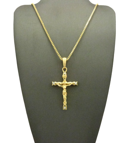nyfashion101 Slim Crucifix Jesus Cross Pendant with Chain Necklace