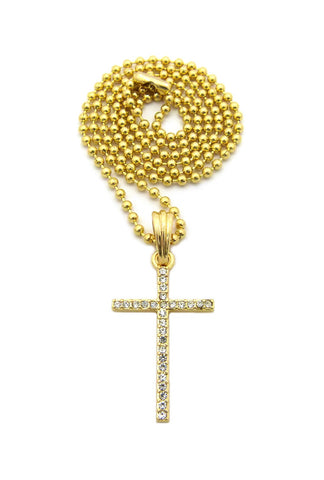 Nyfashion101 Slim Stone Stud Cross Pendant With Chain Necklace