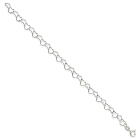 nyfashion101 Sterling Silver 7inch Polished Fancy Heart Link Bracelet