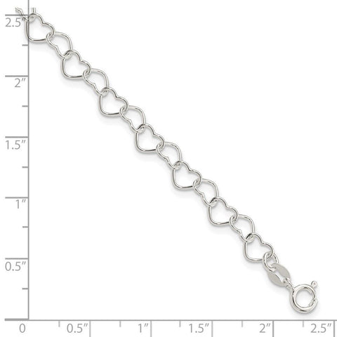 nyfashion101 Sterling Silver 7inch Polished Fancy Heart Link Bracelet