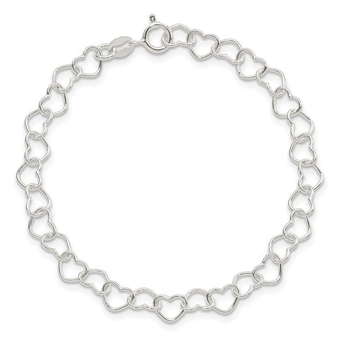 nyfashion101 Sterling Silver 7inch Polished Fancy Heart Link Bracelet