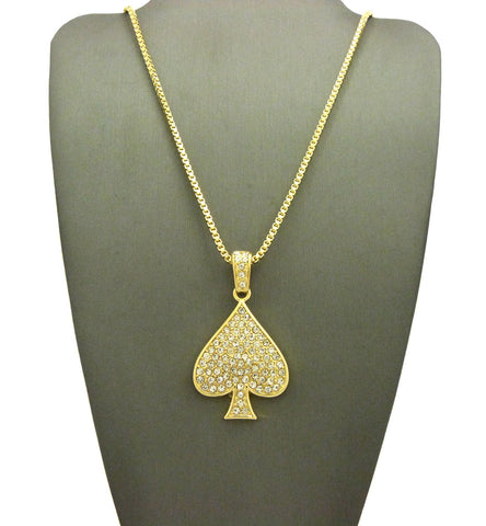 Nyfashion101 Stone Stud Ace Of Spades Pendant With Chain Necklace