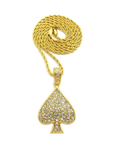 Nyfashion101 Stone Stud Ace Of Spades Pendant With Chain Necklace