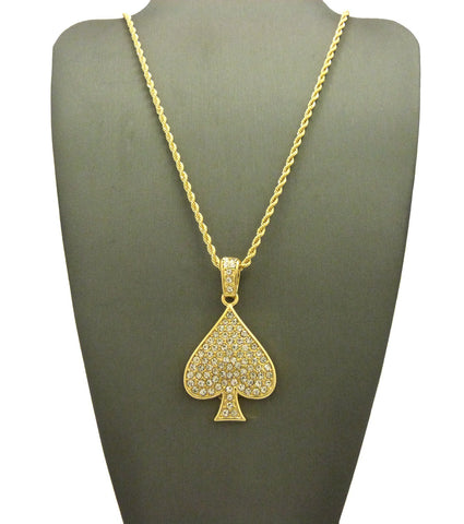 Nyfashion101 Stone Stud Ace Of Spades Pendant With Chain Necklace