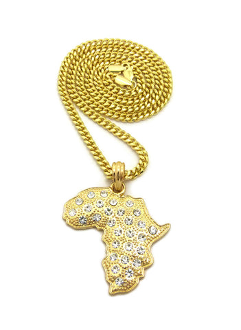 Nyfashion101 Stone Stud Africa Continent Pendant With Chain Necklace