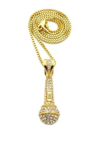 Nyfashion101 Stone Stud All Over Microphone Micro Pendant W/ Chain Necklace