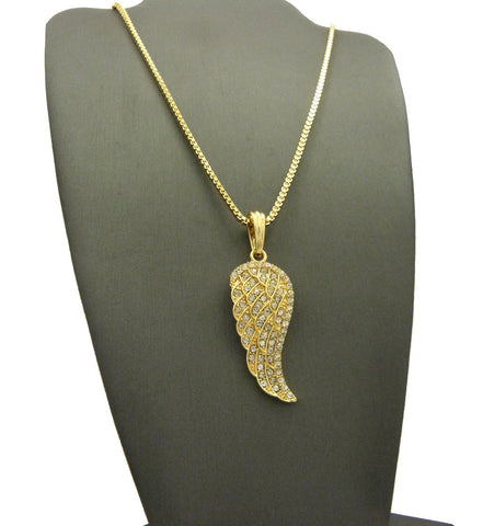 Nyfashion101 Stone Stud Angel Wing Pendant With Chain Necklace