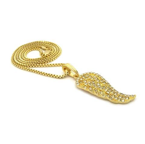 Nyfashion101 Stone Stud Angel Wing Pendant With Chain Necklace