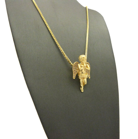 Nyfashion101 Stone Stud Baby Angel Pendant W/ Chain Necklace