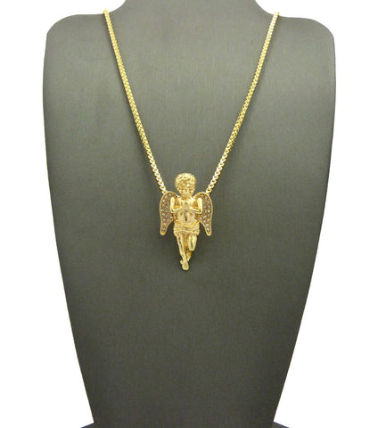 nyfashion101 Stone Stud Baby Angel Pendant w/ Chain Necklace