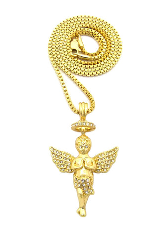 Nyfashion101 Stone Stud Baby Halo Angel Pendant W/ Chain Necklace