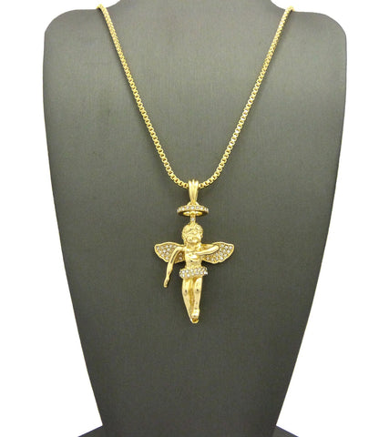 Nyfashion101 Stone Stud Baby Halo Angel Pendant W/ Chain Necklace