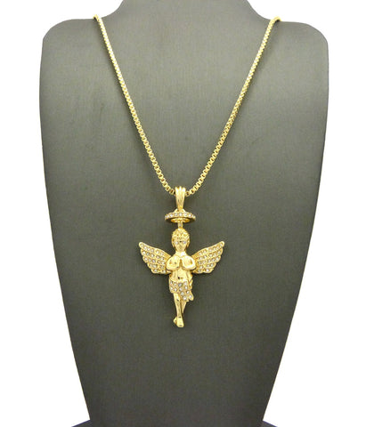 nyfashion101 Stone Stud Baby Halo Angel Pendant w/ Chain Necklace