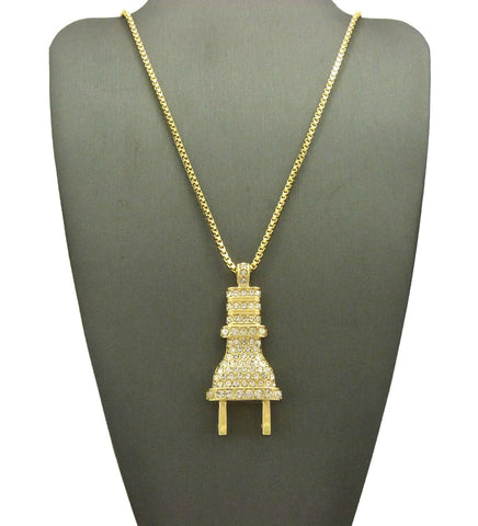 Nyfashion101 Stone Stud Body Power Plug Pendant With Chain Necklace