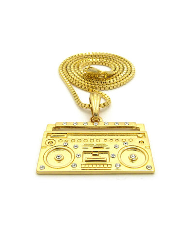 Nyfashion101 Stone Stud Boom Box Player Pendant With Chain Necklace