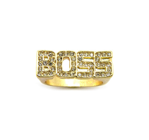 nyfashion101 Stone Stud BOSS Gold-Tone Hip-Hop Fashion Ring