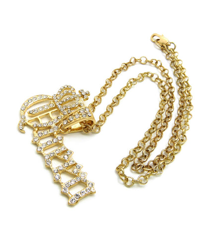 Nyfashion101 Stone Stud Crowned Queen Pendant With 4mm 18" Link Chain Necklace In Gold-Tone