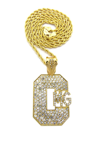 Nyfashion101 Stone Stud Hip-Hop CMG Initials Pendant W/ Chain Necklace