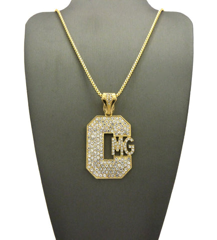 Nyfashion101 Stone Stud Hip-Hop CMG Initials Pendant W/ Chain Necklace