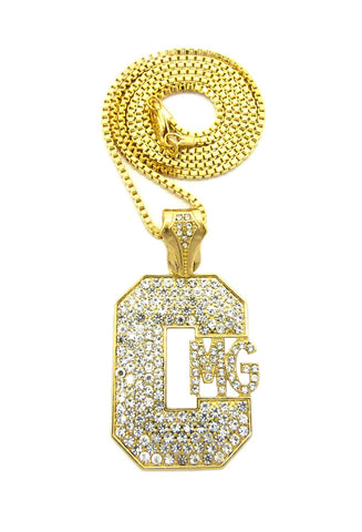 Nyfashion101 Stone Stud Hip-Hop CMG Initials Pendant W/ Chain Necklace