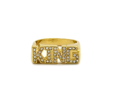 nyfashion101 Stone Stud KING Gold-Tone Hip-Hop Fashion Ring