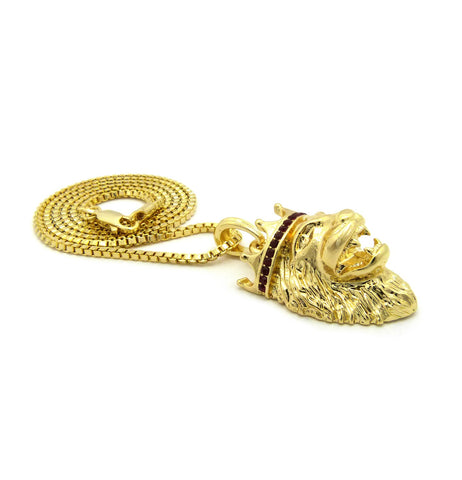 Nyfashion101 Stone Stud King Lion Pendant With Chain Necklace