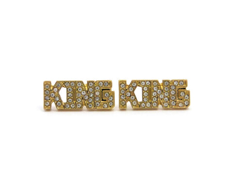 nyfashion101 Stone Stud KING Pierced Earrings Gold-Tone