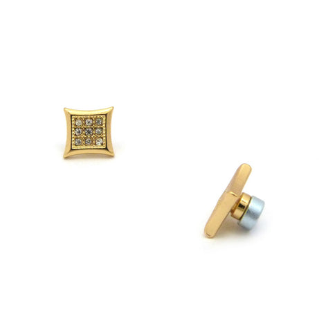 nyfashion101 Stone Stud Kite Shape Magnetic Stud Earrings in Gold-Tone