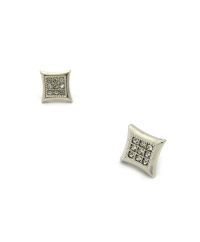 Nyfashion101 Stone Stud Kite Shape Magnetic Stud Earrings In Silver-Tone