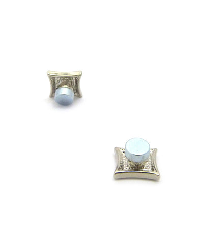 Nyfashion101 Stone Stud Kite Shape Magnetic Stud Earrings In Silver-Tone