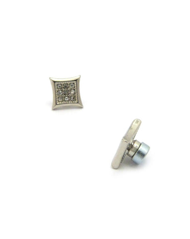 nyfashion101 Stone Stud Kite Shape Magnetic Stud Earrings in Silver-Tone