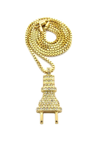 Nyfashion101 Stone Stud Power Plug Pendant With Chain Necklace
