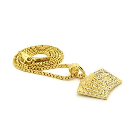 Nyfashion101 Stone Stud Royal Flush Poker Hand Micro Pendant W/ Chain Necklace