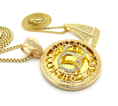 Nyfashion101 Stone Stud Sailboat & Initials QC Pendant Set W/Box Chain Necklaces Gold-Tone